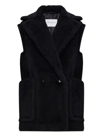 Max Mara Sleeveless Teddy Jacket In Alpaca And Wool Jackets And Coats Black