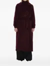 Max Mara Long Notched Lapel Coat With Side Pockets In Burgundy