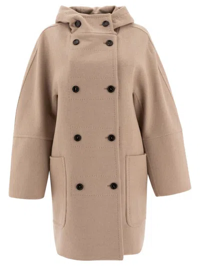 Max Mara Virgin Wool-cashmere Hooded Coat In Beige