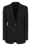 Max Mara Wool Crepe Blazer With T In Black