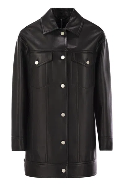Max Mara Black Leather Girino Jacket