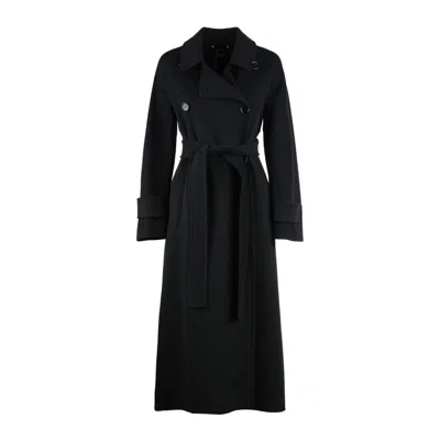 Max Mara Black Virgin Wool Trench Coat