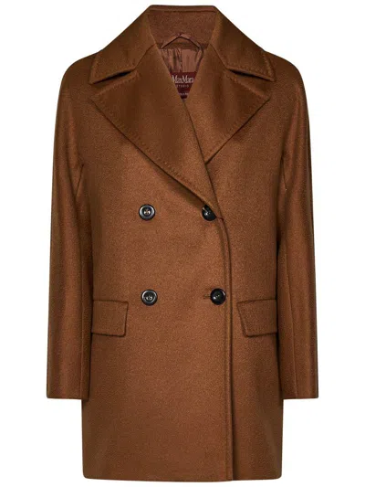 Max Mara Brown Cashmere Coat With Kimono Sleeves