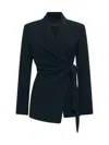 Max Mara Green Wool Canvas Jacket With Belt Women In Green