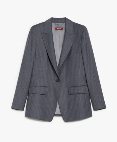 Max Mara Long-sleeved Wool Suit Coat In Grey