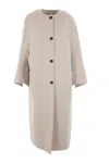 Max Mara Album Collarless Cashmere Long Coat In Beige