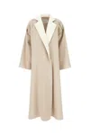 Max Mara Wool Blend Coat Lapel Contrasting In Beige