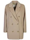 Max Mara Coat Double-breasted Notched Lapels In Beige