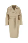Max Mara Elegant Wool Jacket With Coordinated Belt In Beige O Tan
