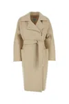 Max Mara Elegant Wool Jacket With Coordinated Belt In Beige O Tan
