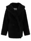 Max Mara Black Teddy Coat In Alpaca And Black Wool