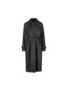 Max Mara Leather Trench Coat In Black