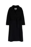 Max Mara Ludmilla Cashmere Coat Waist Belted Pockets Knee Length In Black