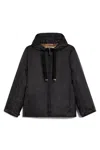Max Mara Black Jacket With Oversized Silhouette And Drawstring Hood In Black