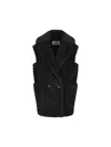 Max Mara Double-breasted Sleeveless Faux Fur Jacket In Black