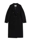 Max Mara Madame Double Breast Wool Blend Coat In Black