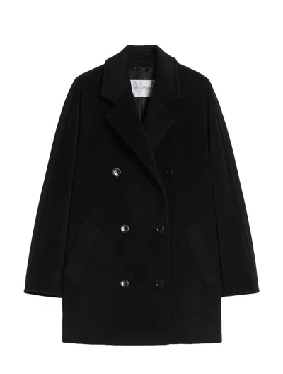Max Mara Rebus Black Wool And Cahsmere Blend Coat