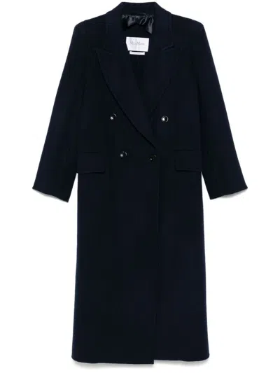 Max Mara Albania Blue Virgin Wool Blend Coat