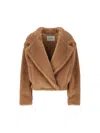 Max Mara Gardone Cropped Teddy Bear Icon Coat In Brown