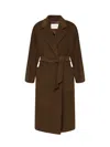 Max Mara Wool Long-sleeved Coat In Brown