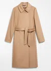Max Mara Draped Wool Coat With Belt And Pockets In Brown