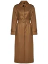 Max Mara Pistoia Belted Long-sleeved Coat In Brown