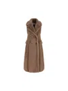 Max Mara Long Double-breasted Wool And Alpaca Vest In Brown