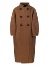 Max Mara Couture Coat In Double Wool In Brown