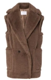 Max Mara Double-breasted Sleeveless Jacket In Teddy In Brown