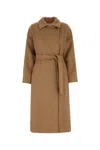 Max Mara Manuela Belted Wool Jersey Midi Coat In Brown