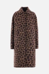 Max Mara 'animal Print Collared Neck Coat' In Camel+brown