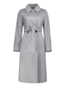 Max Mara Long Wool Coat With Belted Waist In Gray