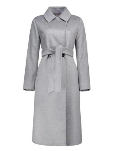 Max Mara Long Wool Coat With Belted Waist In Multi