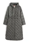 Max Mara Long Quilted Down Jacket In Water-repellent Fabric In Green