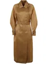 Max Mara Belted Organdy Trench Coat Featuring Pockets In Brown