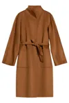 Max Mara Vertical Collar Double-sided Cashmere Coat In Leather Brown