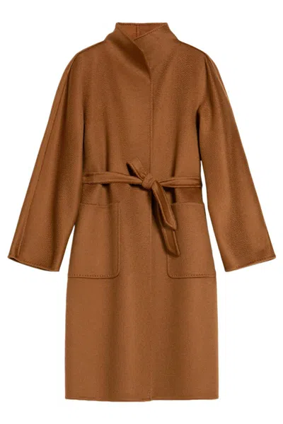 Max Mara Ludmilla Wrap Cashmere Coat With Belt In Brown