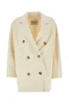 Max Mara Rebus Double-breasted Wool Blend Coat In White