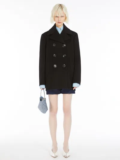 Max Mara Cocoon-fit Double-breasted Pea Coat In Black