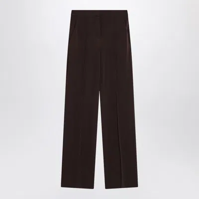 Max Mara Coffee-coloured Viscose Trousers Women In Black