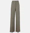 Max Mara Cognac Wool Blend Jacquard Wide Pants In Grey