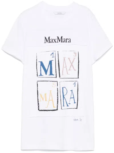 Max Mara Colibri T-shirt With Playful Front Print In White