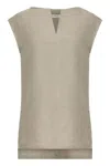 Max Mara Beige Flaxlinen Dress With V-neckline