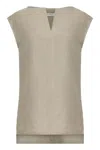 Max Mara Beige Flaxlinen Dress With V-neckline