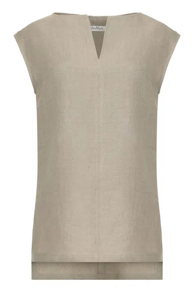 Max Mara Colimbo Linen Blouse In Beige