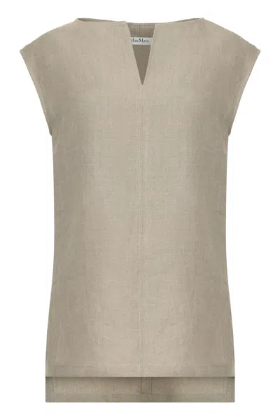 Max Mara Colimbo Linen Blouse In Beige