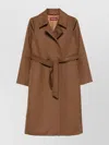Max Mara Collar Coat With Belted Waist And Pockets In Brown