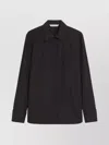 Max Mara Collar Cotton Stretch Top With Cuff Sleeves In Black