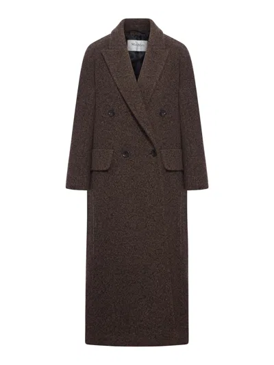 Max Mara Long Double-breasted Wool Coat In Brown
