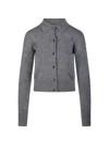 Max Mara Collared Buttoned Cardigan In Gray